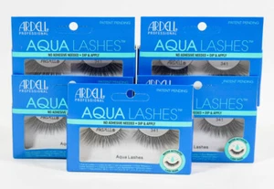 lot 5 pks Ardell AQUA LASHES Water Activated #341 False Eyelashes BLACK pair - Picture 1 of 3