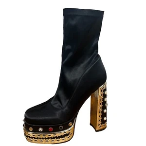 AZALEA WANG SPOLIGHT JUNKIE CHUNKY BOOTIE IN BLACK SIZE 9 - Picture 1 of 13