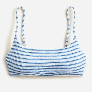J.CREW Textured Scoop Neck Bikini Top Size 3X Blue White Striped Coastal NWT - Picture 1 of 7