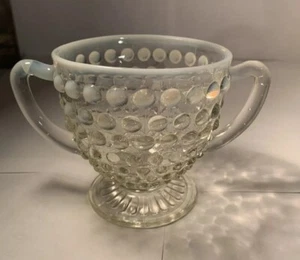 Vintage Mondstein SCHARNIER Zucker klar & WEISS opalisierendes GLAS - Bild 1 von 10