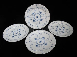 ROYAL COPENHAGEN Denmark 625 Plain Blue Fluted 9 7/8" Dinner Plate Set of 4 - Picture 1 of 3