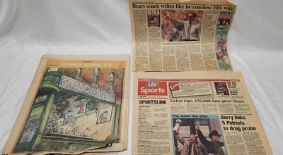 Chicago Bears SUPER BOWL XX - Lote de 3 páginas de periódicos deportivos de colección - enero 1986 Foto 1 de 4