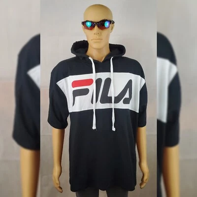 FILA AUTHENTIC SHORT SLEEVE COLORBLOCK HODDIE MEN'S SIZE 1XL BIG &TALL BLACK  - Image 1 of 4