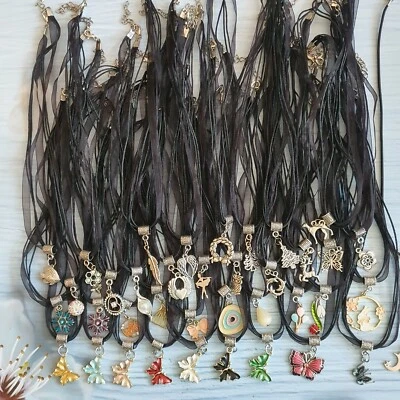 Halskette Schnur, 45 cm+5 cm Verlängerungskette,verschiedene Anhänger,Handarbeit - Bild 1 von 4