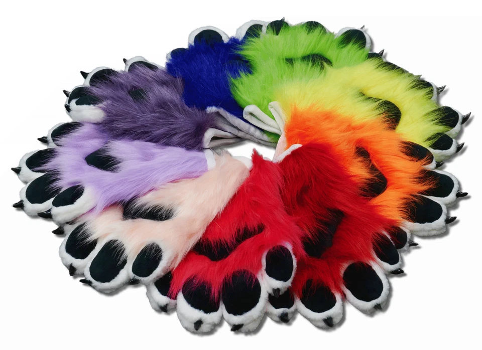 Guantes Pata Peludo Fursuit Gato Lobo Perro Zorro Pata de Mano Disfraz de Halloween - VENDEDOR DE EE. UU. Foto 1 de 4