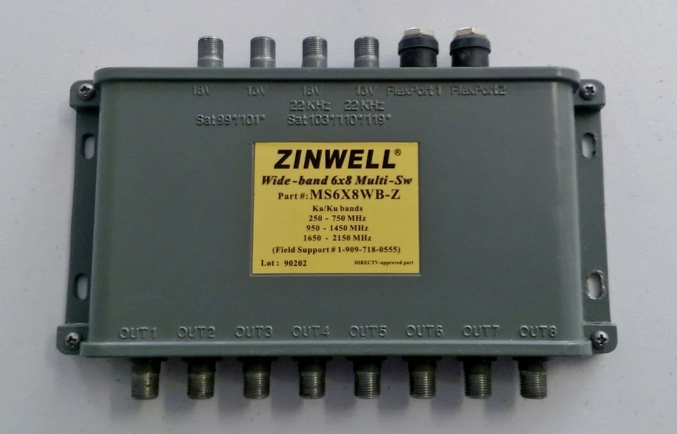 Zinwell MS6X8WB-Z Wide-Band 6x8 Multi-Switch for Ka/Ku Dish Antenna - Open Box - Image 1 of 1