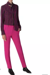Akris Punto Top S M Pink Green Stripe Silk Tie Neck Blouse Women’s NWOT - Picture 1 of 11