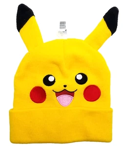 Pokemon Pikachu Cuffed Beanie Knit Hat Yellow Youth Kids Boys Girls One Size - Picture 1 of 1