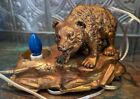 Antique Grizzly Bear  Sculpture Metal Table Desk  Lamp