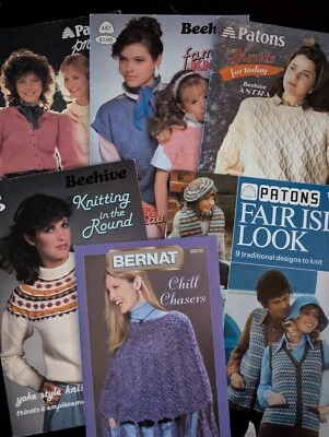 Maglioni per adulti modelli a maglia Patons alveare vintage 6 libretti - Immagine 1 di 4