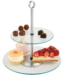 Etagere 2 stöckig Serviere Kuchen Ständer platte Gebäckteller Käse Cupcake Glas - Bild 1 von 1