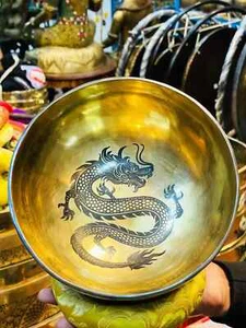 Tazón de canto tibetano tallado dragón hecho a mano-curación de chakras-reiki-baño de sonido - Imagen 1 de 4