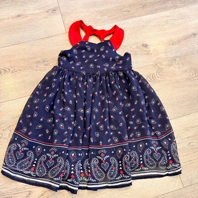 Blueberi Boulevard Paisley Dress Red Bow Accent Party Outfit Size 3T - Image 1 of 4