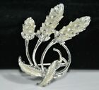 Vintage Brooch  Lapel Pin Silver Tone Ferns / Pussy Willows 