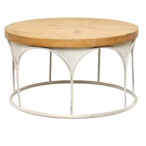 Willow & Silk Round Wooden-Top Coffee Tabl/eHome Decor/Furniture Natural 61cm - Picture 1 of 5