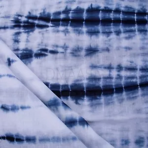 Abito bambini 1 iarda blu indaco tie dye tessuto cotone indiano cucito corsa tessuto - Foto 1 di 3