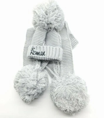  JUEGO PERSONALIZADO DE SOMBRERO/BUFANDA de punto de cable pom Niñas Niños Recién Nacidos 5 COLORES Foto 1 de 4