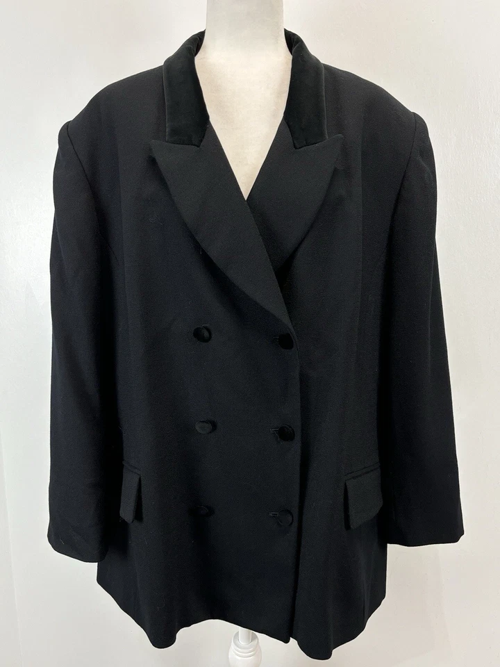 Винтажный Jones Нью-Йорк 100% камвольная шерсть блейзер куртка Sz 24W плюс двойной груди  - Изображение 1 из 4