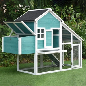 PawHub 1.7m Wooden Chicken Coop Animal Cage Rabbit Hutch Nesting Box With Run - Picture 1 of 12