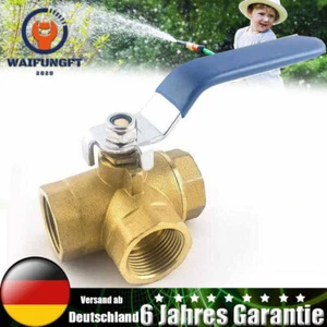 3 Wege 3/4" Kugelhahn Typ T mit Hebelgriff Innengewinde Hebelgriff Messing DHL - Bild 1 von 5