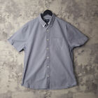 Charles Tyrwhitt Shirt Blue Check Oxford Large Slim Fit Short Sleeve Button Down