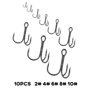 Treble Fishing Hooks 10pcs 2# 4# 6# 8# 10# High Carbon Steel Treble Overturned H - Picture 1 of 8