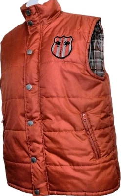 VTG Paul Frank Quilted Vest Red w/Plaid Inside-Size Small-VRY WARM- Zip/Button. - Image 1 of 4