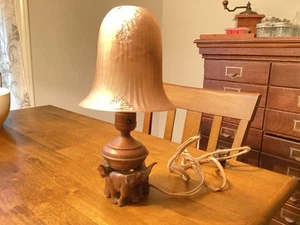 Antique 1920s “RUNNING ELEPHANTS” TABLE LAMP ORIGINAL GLASS SHADE, COPPER? - Picture 1 of 13