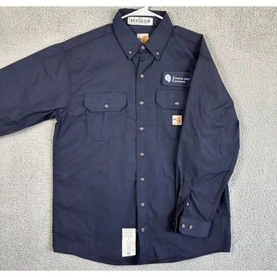 Camisa de Trabajo Carhartt FR Para Hombres Grande Azul Bolsillo con Botones Ropa de Trabajo Manga Larga Foto 1 de 4