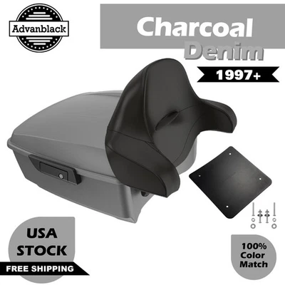 Charcoal Denim King Tour Pack Trunk Fits for 97+ Harley Street Road Glide - Image 1 of 4
