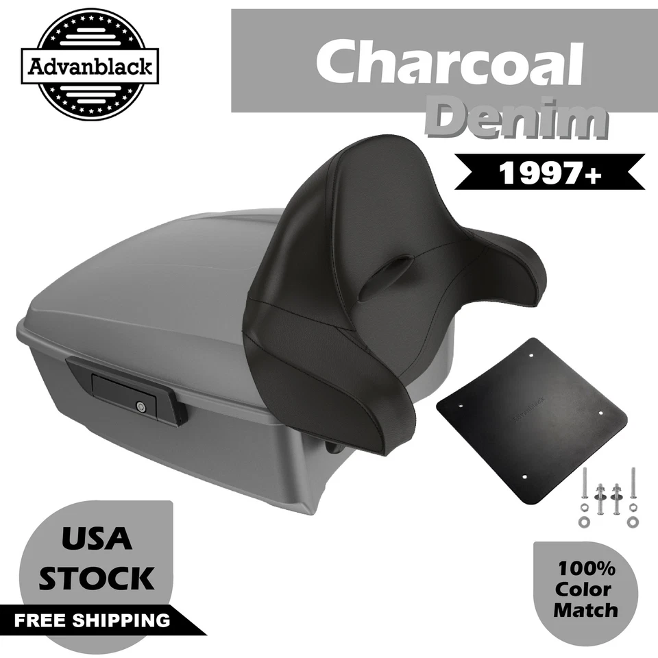 Baúl denim carbón King Tour Pack apto para 97+ Harley Street Road Glide Foto 1 de 4