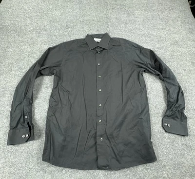 Camisa Eton Para Hombre 17 43 Negra Calce Contemporáneo Manga Larga Vestido de Algodón con Botones Foto 1 de 4