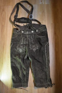 Trachtenlederhose mit Schnürung Latz Stickerei - Bild 1 von 6