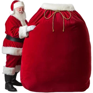Extra große Santa Geschenktüte, 5,9 Fuß * 4,9 Fuß Jumbo Nikolaus Sack, rot Samt Weihnachten... - Bild 1 von 7