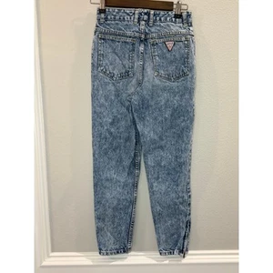 Vintage 80's Georges Marciano GUESS Acid Wash Crop Ankle Zip Jeans Sz 14 Juniors - Picture 1 of 7