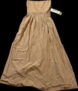 Ethos 🗼PARIS*NWT *MATERNITY*Cute Apricot Organic Cotton Strapless Long Dress L - Picture 1 of 4