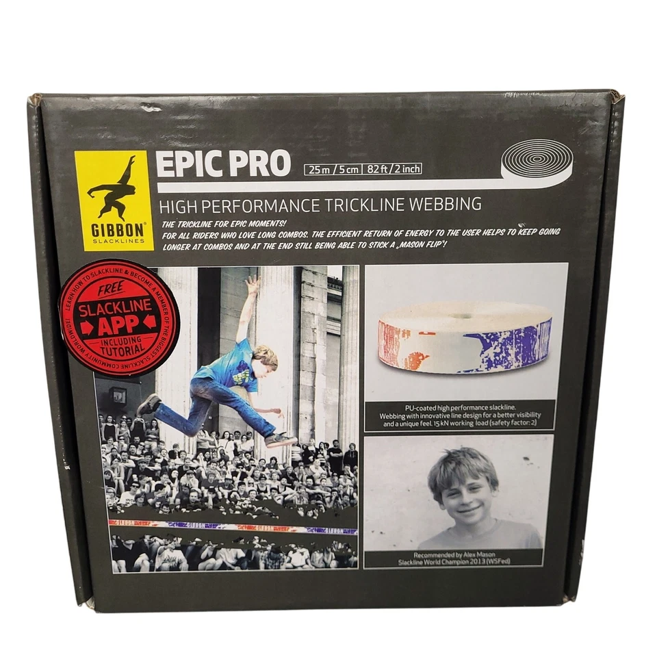Correas Gibbon Slacklines Epic Pro Trickline 82 pies (25 m) alto rendimiento NUEVO Foto 1 de 4