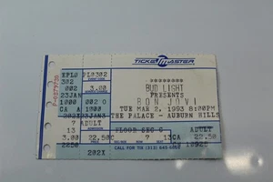 Biglietto concerto Bon Jovi 1993 vintage Stub The Palace Auburn Hills musica collezione - Foto 1 di 5