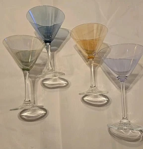 Mikasa Cheers Colorful Martini Glasses 4 Green, Blue, Amber And Purple - Picture 1 of 5
