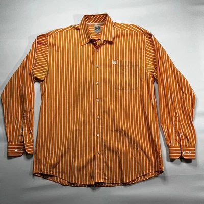 Camisa para hombre Cinch manga larga naranja a rayas con botones Western - talla M Foto 1 de 4