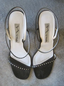 Nina STANDISH SCHWARZER SATIN MIT STRASSSTEINEN HEELS 9,5 $ 79,00 - Bild 1 von 6