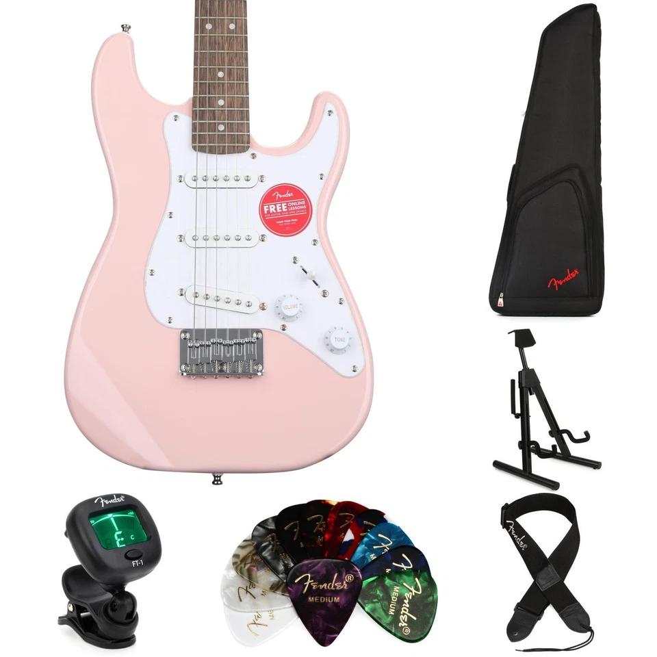 Squier Mini Strat Essentials Bundle - Shell Pink with Indian Laurel Fingerboard - Image 1 of 1