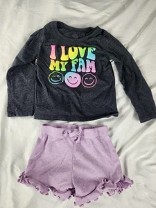 The Children's Place & Garanimals Mädchen Größe 2T "I Love My Fam" Shirt & Shorts  - Bild 1 von 6