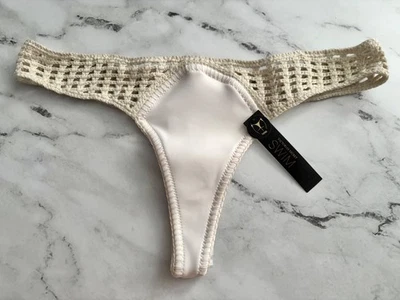Victoria's Secret Swim Nwt Bikini Bottom Off White Crochet Sides Thong Bottom - Image 1 of 3