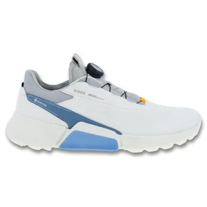ECCO Men BIOM H4 BOA Spikeless Golf Shoes White/Retro Blue - SS23 NEW - Picture 1 of 8