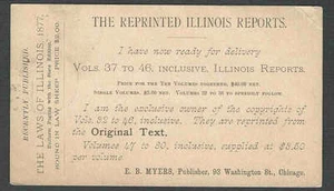 Ca 1879 PC CHICAGO IL THE REPRINTED ILLINOIS REPORTS IN ORIGINAL TEXT BY B HYERS - Picture 1 of 1