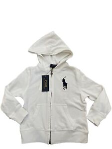 NWT$55 Polo Ralph Lauren Small Boy's Full-zip Hoodie White Size 4 Big Pony Logo