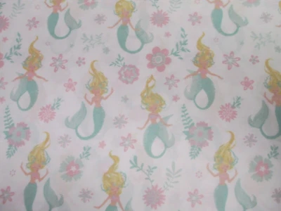 TABITHA WEBB Kids Girls White Green Pink Gold Mermaids Floral Sheet Set - Full - Image 1 of 4