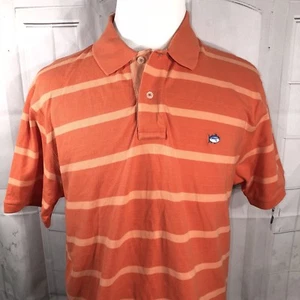 Southern Tide Men's Skipjack Polo Large L 40 Peach Striped Short Sleeve - Picture 1 of 7