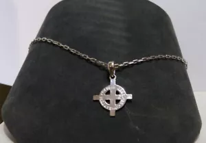 CROCE CELTICA incisa con catena forzatina 50 cm. in argento 925 sterling silver - Foto 1 di 1